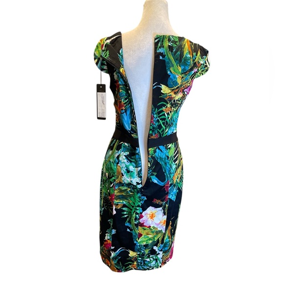 Tropical Exotic Floral Bodycon Dress Resort Print Stretch Cocktail 8 - Picture 6 of 10
